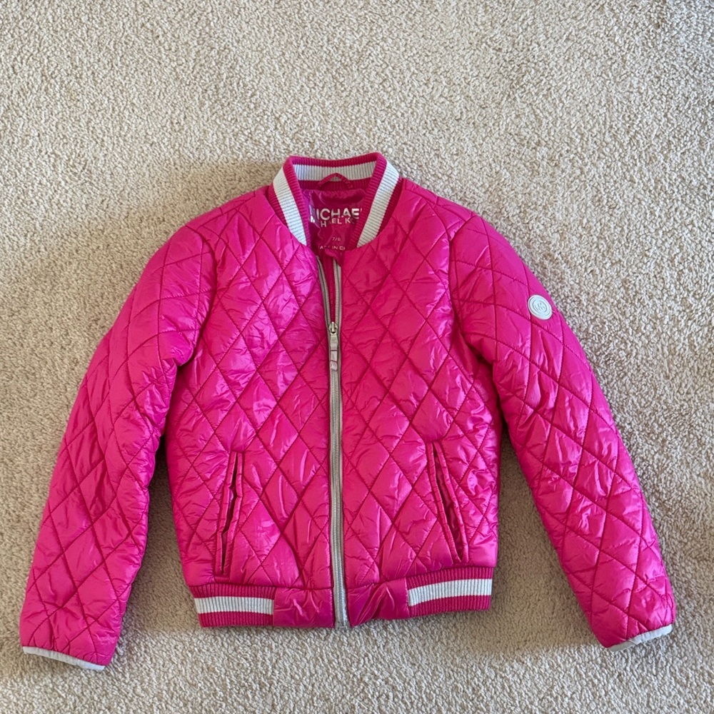 Michael Kors Kids Fuchsia Quilted Puffer Jacket